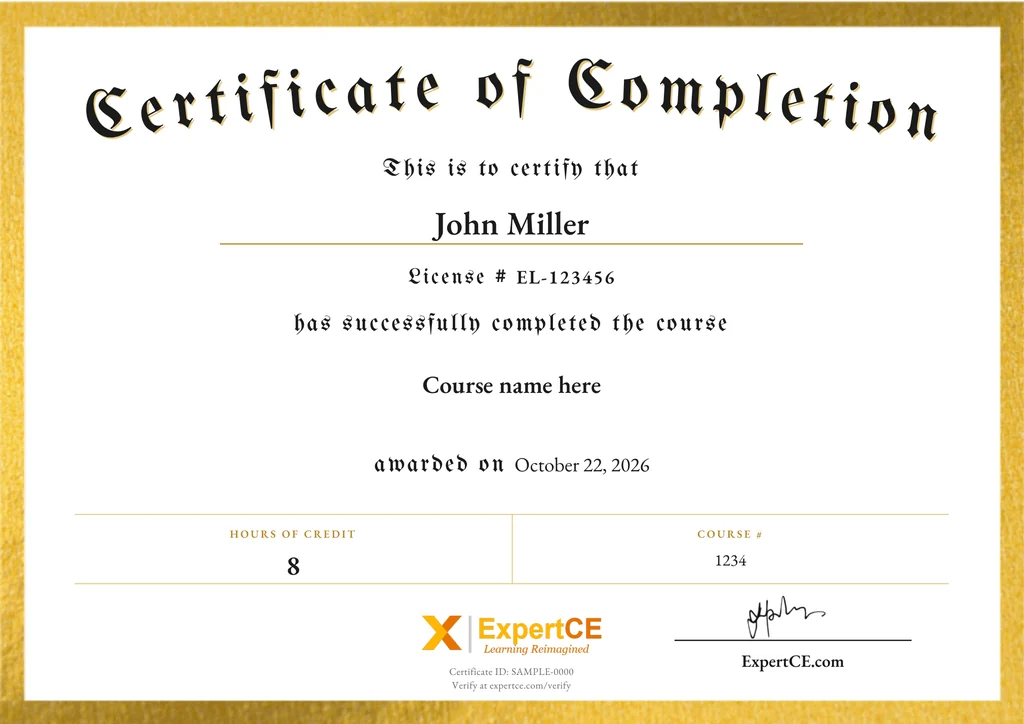 Sample Certificate